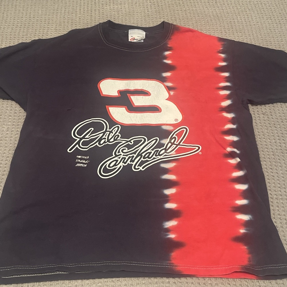 Dale Earnhardt 3 Nascar Black Red Tie-dye T-shirt L #3 racing size Large y2k